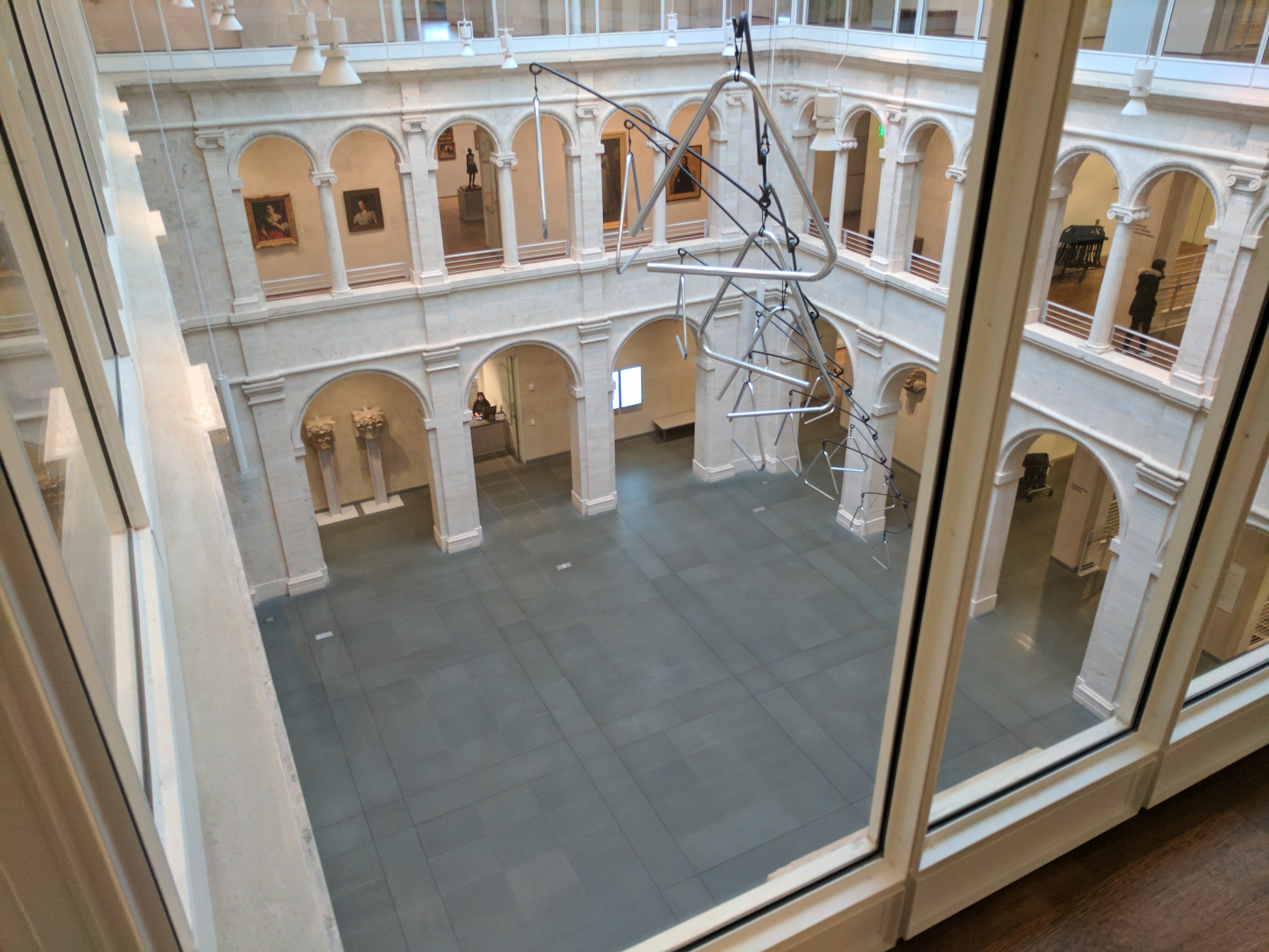 A dizzying view of the entire third floor surrounding the atrium at the HAM